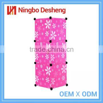 Interlocking large plastic decorative storage cabinet boxes with doors