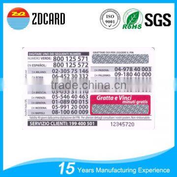 Customize Black Core Paper Scratch Prepaid Card