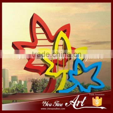 Painted Colorful Leaf Stainless Steel Outdoor Sculpture