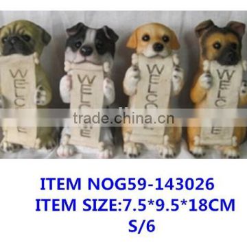 S/6 decorative resin dog welcome statue