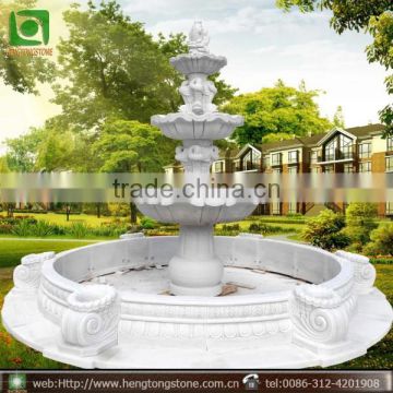 White Marble Water Fountain with Fish