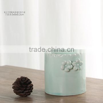 Creative home decor handicraft small indoor blue ceramic planters