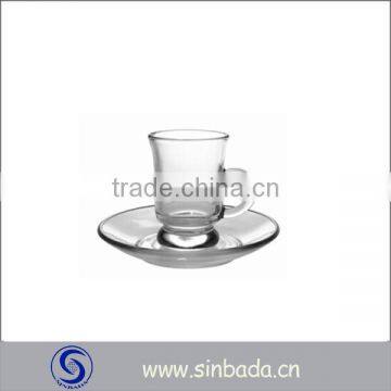 2014 wholesale glass tea cup and saucer sets