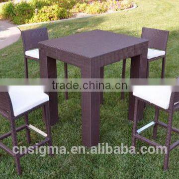 2017 Trade Assurance Most Popular PE Rattan Wicker unique Garden Bar Table set furniture