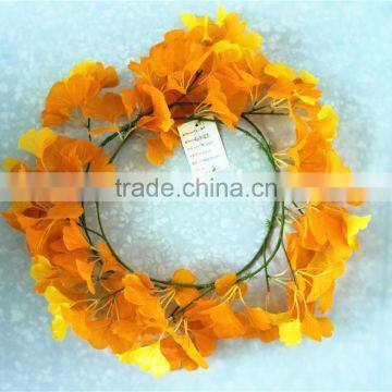 vertical garden wall hanging 240cm Long cheap make fake recycling plastic PE orange gingko vine artificial plant EMX10 3027