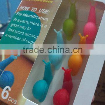 Lovely party snail tea cup hanging clip from silicone,tea bag clip,cuo hoder clip