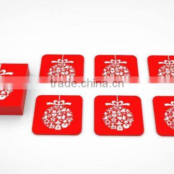 Set of Christmas Lacquer Coaster, Placemat, Tray and Tissue Box photo-3