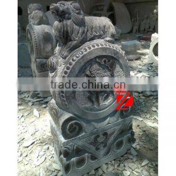 marble chinese antique lion statue on drum