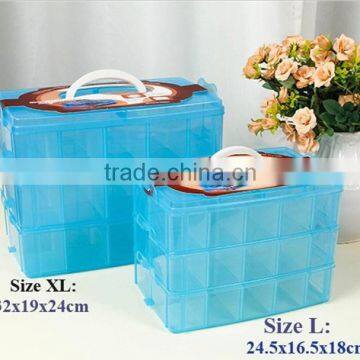 32cm XL Size Three layers Clear Portable Plastic Tool Organizer Container Divider Storage Bin&Box Tackle box