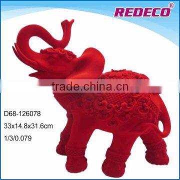 Resin flocked elephant figure decoration