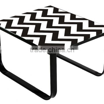 Coffee table Steel tube tempered glass with printing