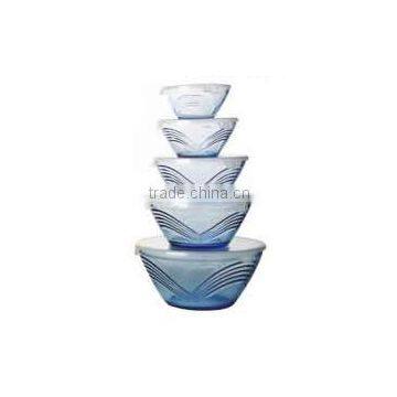 GH056 5pcs Colored Glass Bowl Set with PP lid