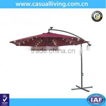 10feet Patio Offset Adjustable Hanging Umbrella with Solar Powered LED Lights