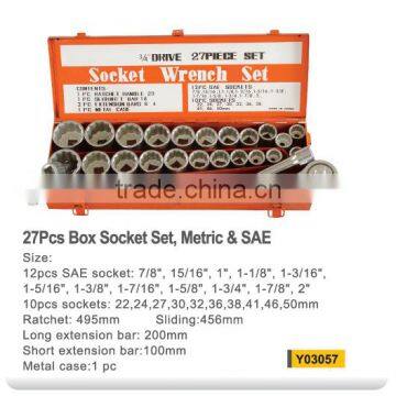 Y03057 27PCS 3/4"DR 7/8"-2" Box socket set