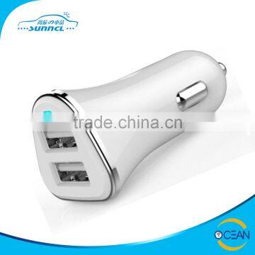 CE FCC RoHS 2.4A 3.1A 4.8A High Quality 2 USB Car Charger with LED Working Light