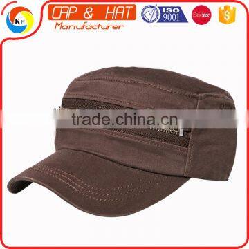 2016 fashion style military caps custom sport military hat with zip