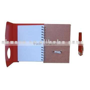 Notebook with pen/spiral exercise book pen set/plastic cover notebook with pen