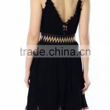 Hot Sale Holiday Dress Woman Fashion Casual Dress With Pompoms photo-5