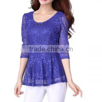OEM ODM Factory Direct Manufacture High Fashion Elegant Long Sleeves Round Neck Women Net Tops photo-2