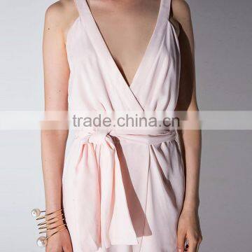 HAODUOYI Women Sexy Deep V Jumpsuits Wide Leg Playsuits Sleeveless Rompers photo-2