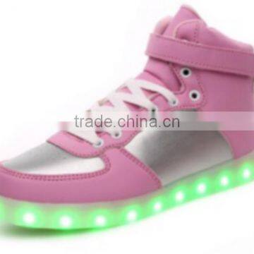 High Top PU Upper Colorful Lights Sneakers Led Shoe Stock photo-4