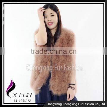 CX-G-B-176C Turkey Feather Fur Vest Feather Women Gilet photo-5