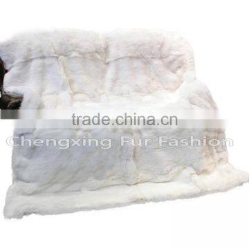 CX-D-43 Home Textile Good Quality White Carpet Rex Rabbit Fur Fur Throw Blanket photo-3