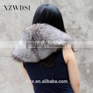 CX-B-06 New Styles Fashion Natural Color Silver Fox Fur Scarf Fur Shawl photo-4