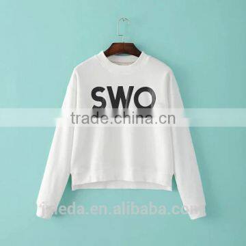 2016new designs custom letters printed pullover whitout hood