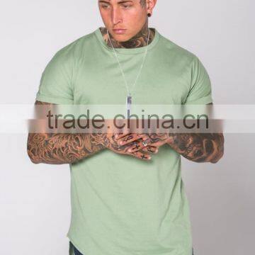 New Style 100% Cotton Oversized Cut and Low Sharp T Shirt Fashion Streetwear Black Plain Mens Longline T Shirt photo-5