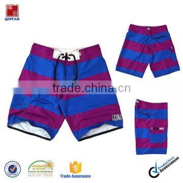 purple blue color stripe design board shorts for men