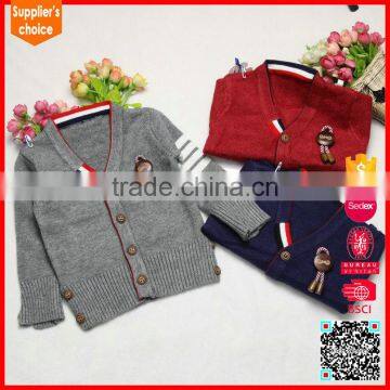 New design long sleeves 100%cotton cardigan children boys overcoat