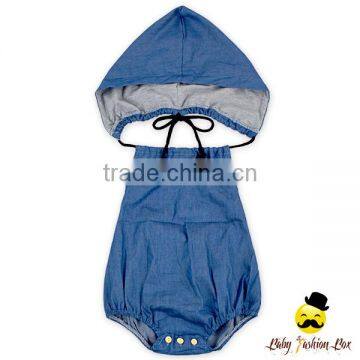 Summer New Design Unisex Jeans Plain Halter Blank Bodysuit Soft Jumpsuit Baby Infant Magic Toddler Bulk Hood Romper photo-5