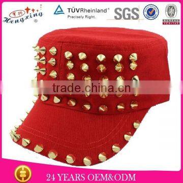 fashion decorate red rivet custom flat top hat