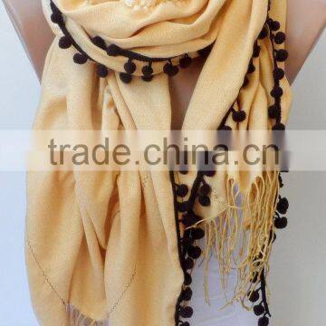 Jasmine Ruffle Pashmina Scarfs Ruffle Pashmina Scarves Pompom Scarf Frilly Women Scarf Wedding Scarf Jasmine Scarfs Fashion Acce photo-5