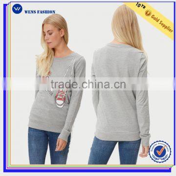 2016 Fashion Black Sweatshirt Long Sleeve Cheap Wholesale Custom Crewneck Sweatshirts