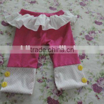 2017 Summer New Designs Baby Girls Comfortable Lace Polka Dot Pants Kids Girls Pink Style Cotton Capris