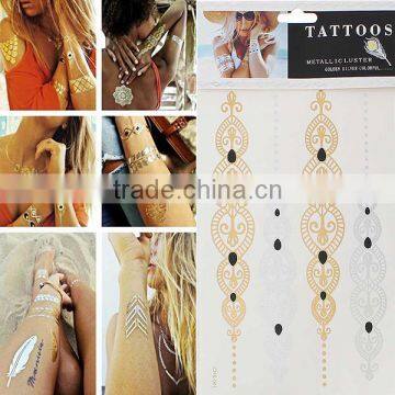 New Arriver Body Art Multicolor Removable Waterproof Metallic Temporary Tattoo Sticker