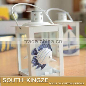 Europe Ocean Style Fish, Starfish, Sailing Boat Cube Glass Candle Holder photo-5