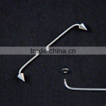 Wholesale New Hot Charm 14G 316L Surgical Stainless Steel industrial barbell end curved spike tongue piercing