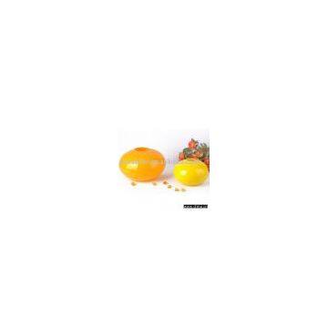 Handblown overlay glass vase in yellow/orange color.