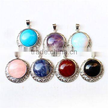 Hollow Ball Healing Point Chakra Pendant Quartz Crystal Gemstone Beads For Necklace