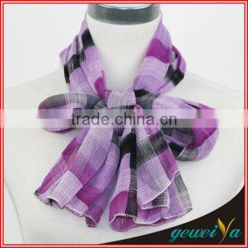 Purple Chiffon Stripe Printed Hijab Scarves