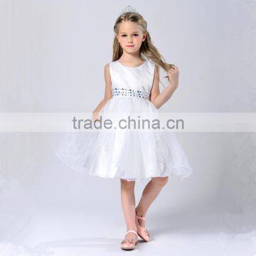 High quality formal occasion new model satin solid color flower girl princess dress