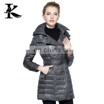 Winter grey color cool hoodies warm down jacket for woman