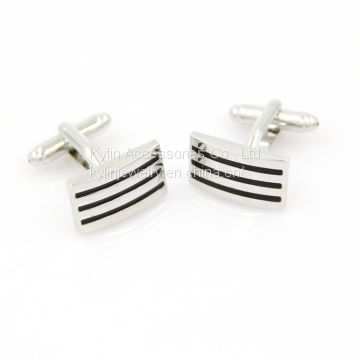 Fashion stainless steel Cufflink stripe cufflink