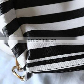 Fashion Lady Woman Black White Striped Travel Bag photo-4