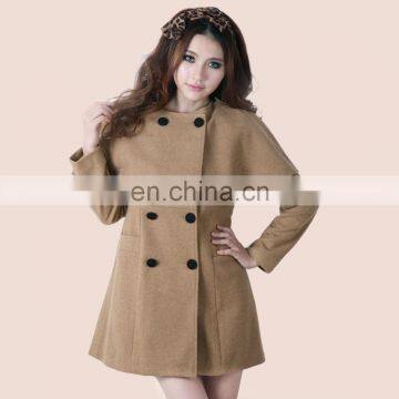 2014 European style double-breasted button woollen ladies long coats