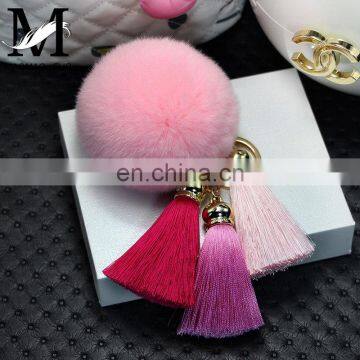 2016 Beautiful Real Rabbit Fur Ball KeyChain / Car and Bag Charm Keychain