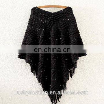 Women Irregular Tassel Sequined v Nick Fashion Sweater photo-3